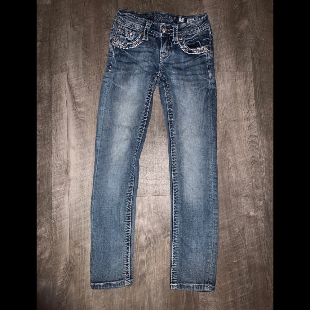 MISS ME girls 7 SKINNY jeans Rhinestones BLING